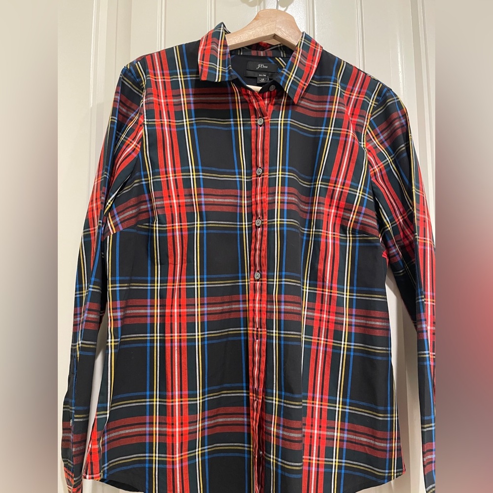 NWT J Crew plaid fitted long sleeve shirt 12
